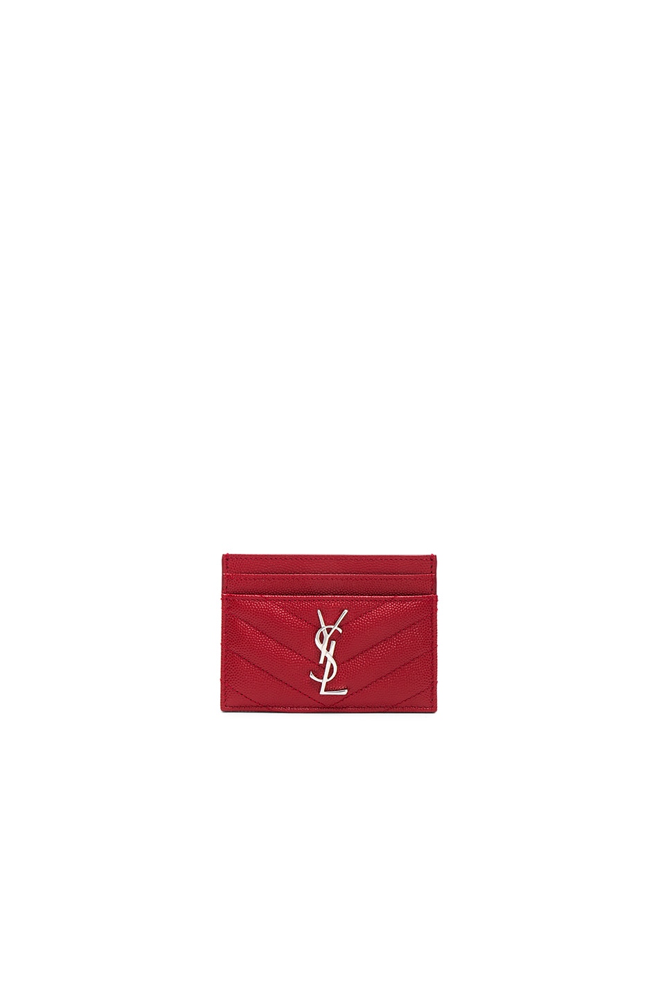 Image 1 of Saint Laurent Monogramme Card Case in Eros Red