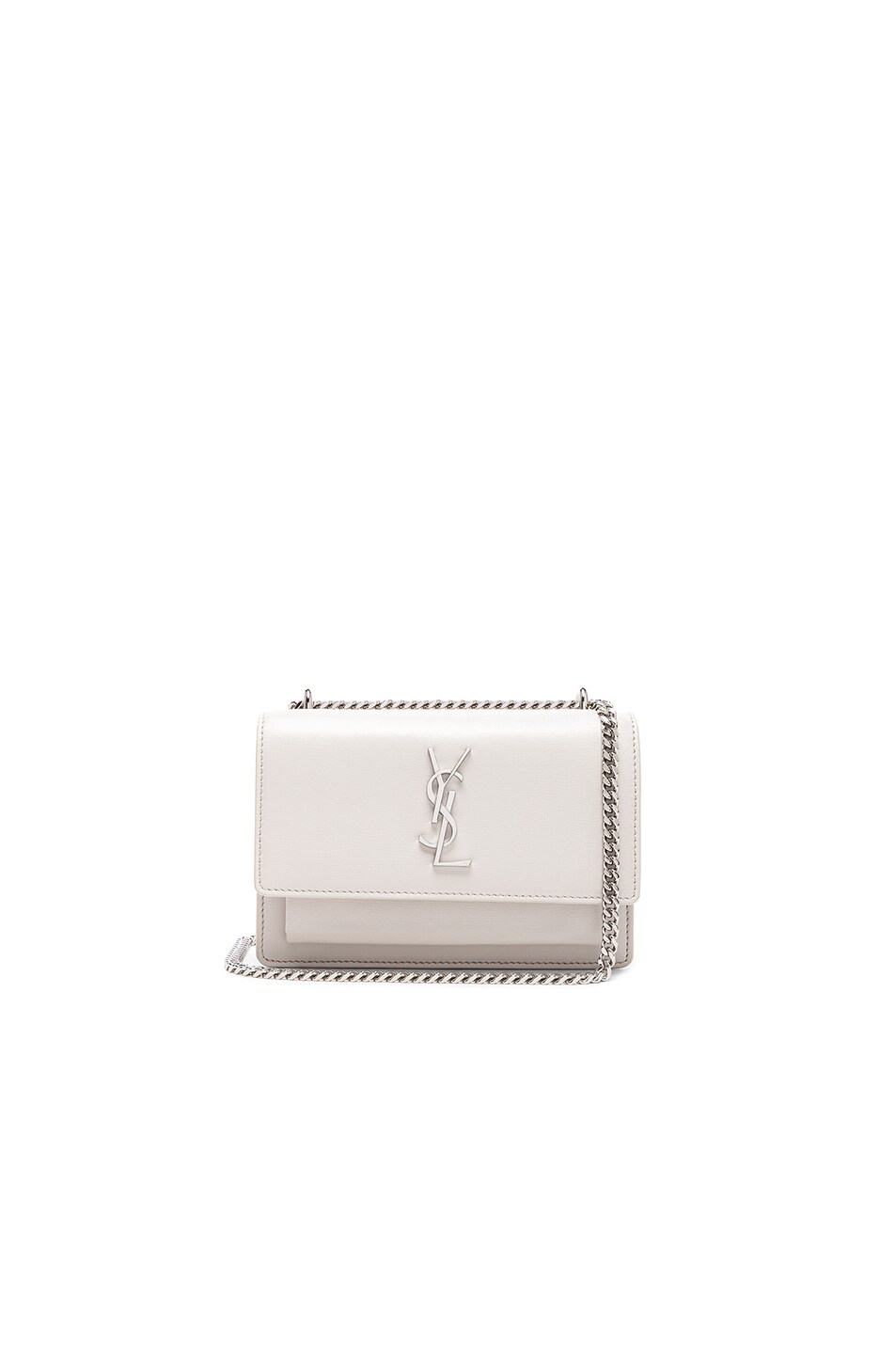 Image 1 of Saint Laurent Sunset Chain Wallet in Icy White