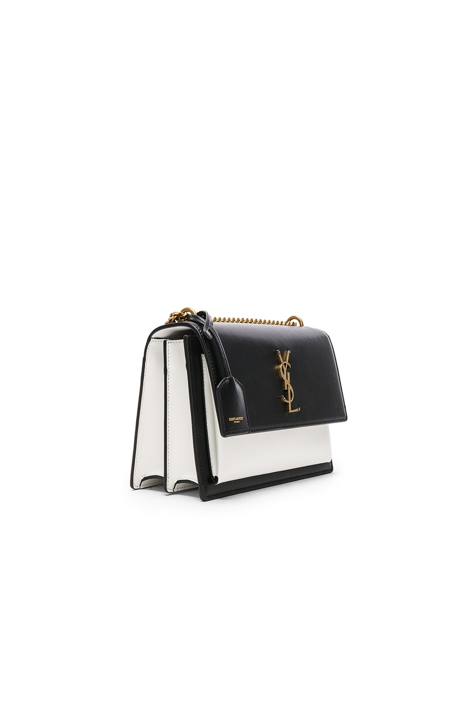 ysl white bag with black chain