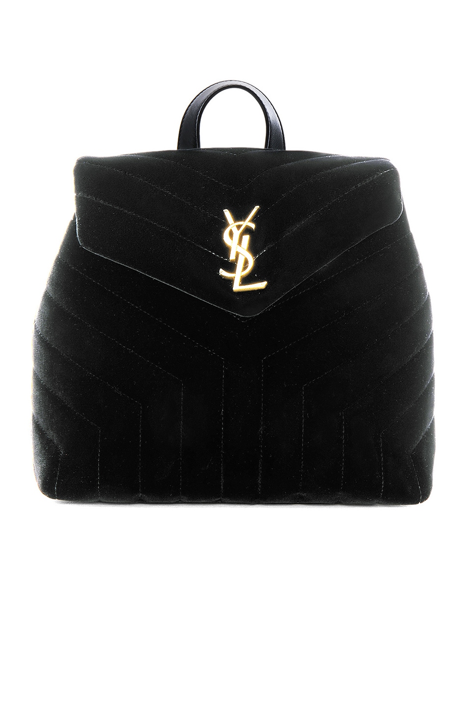 Image 1 of Saint Laurent Small Velvet Monogramme Loulou Backpack in Black