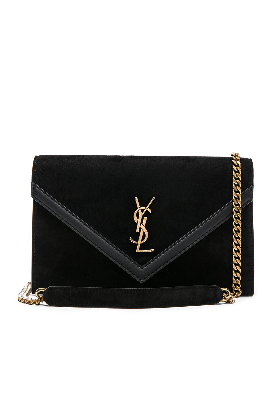 Image 1 of Saint Laurent Suede & Leather Monogramme Le Sept Chain Bag in Black