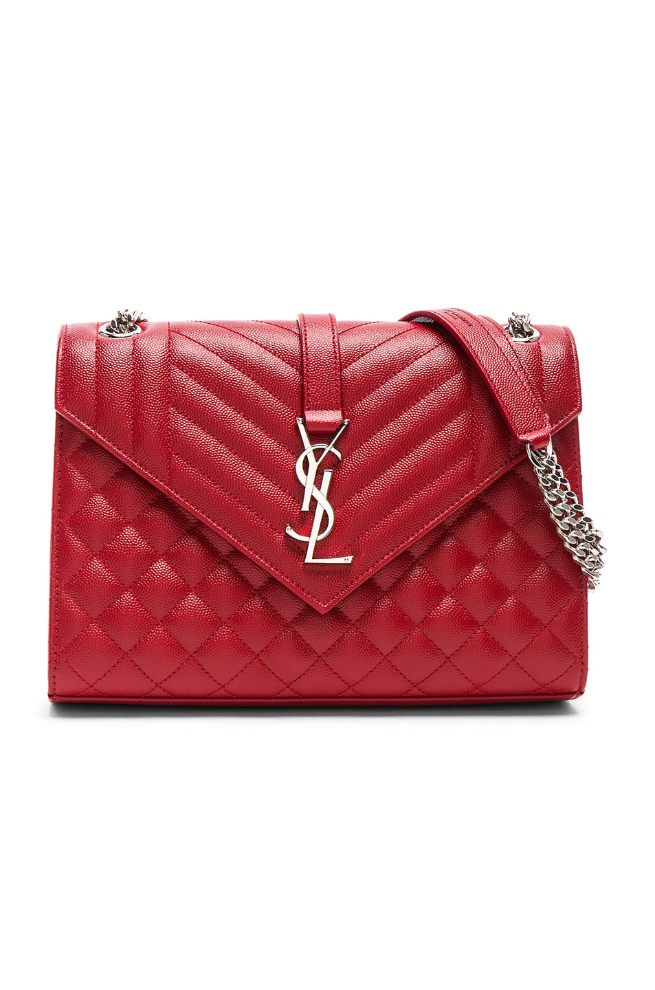 Image 1 of Saint Laurent Medium Monogramme Envelope Chain Bag in Eros Red