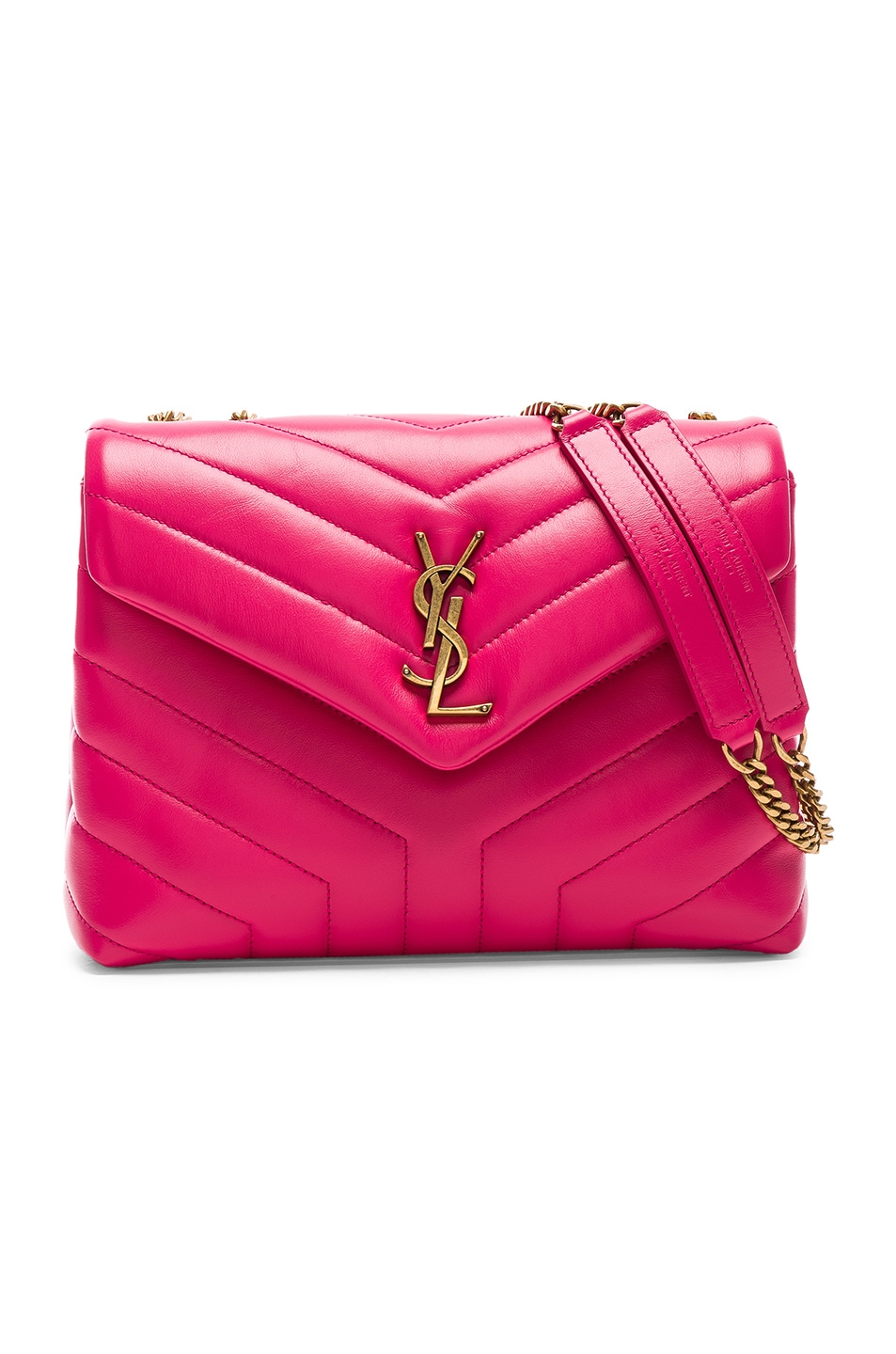 Image 1 of Saint Laurent Small Supple Monogramme Loulou Chain Bag in Shocking Pink