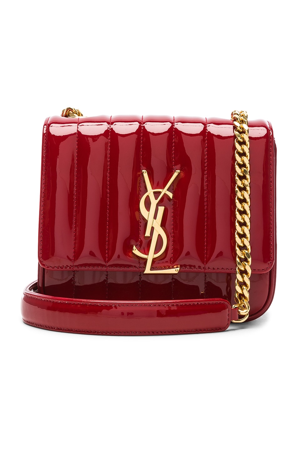 Image 1 of Saint Laurent Small Supple Monogramme Vicky Chain Bag in Eros Red