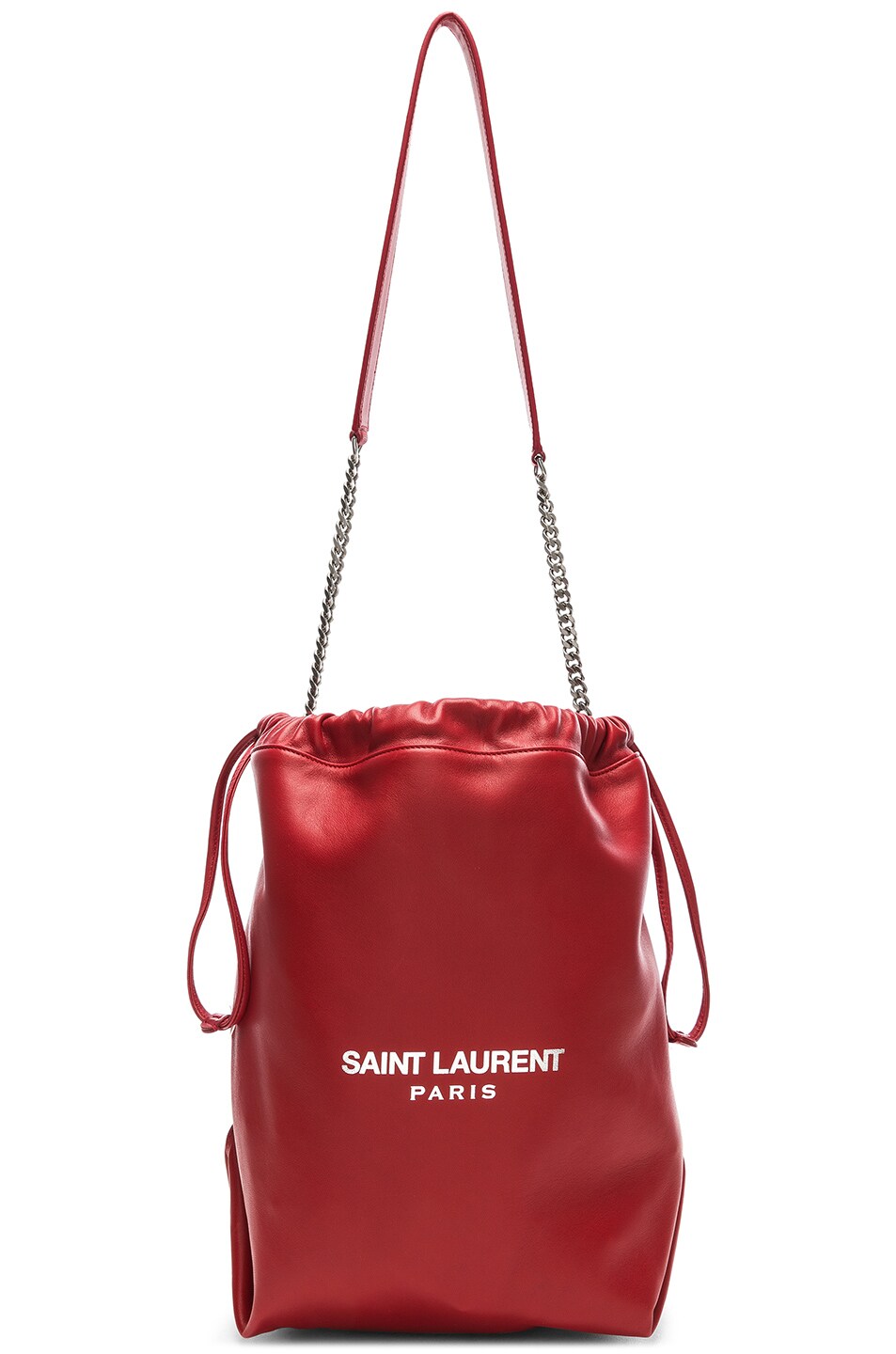 Image 1 of Saint Laurent Supple Logo Teddy Pouch in Eros Red