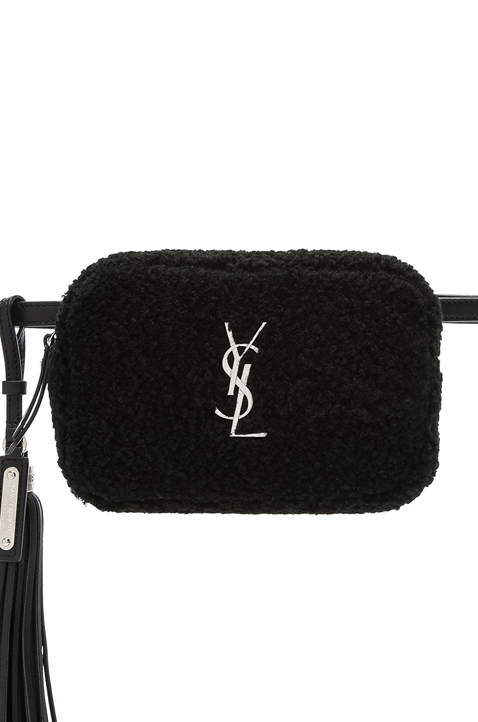 Image 1 of Saint Laurent Shearling Monogramme Lou Hip Belt with Pouch in Black