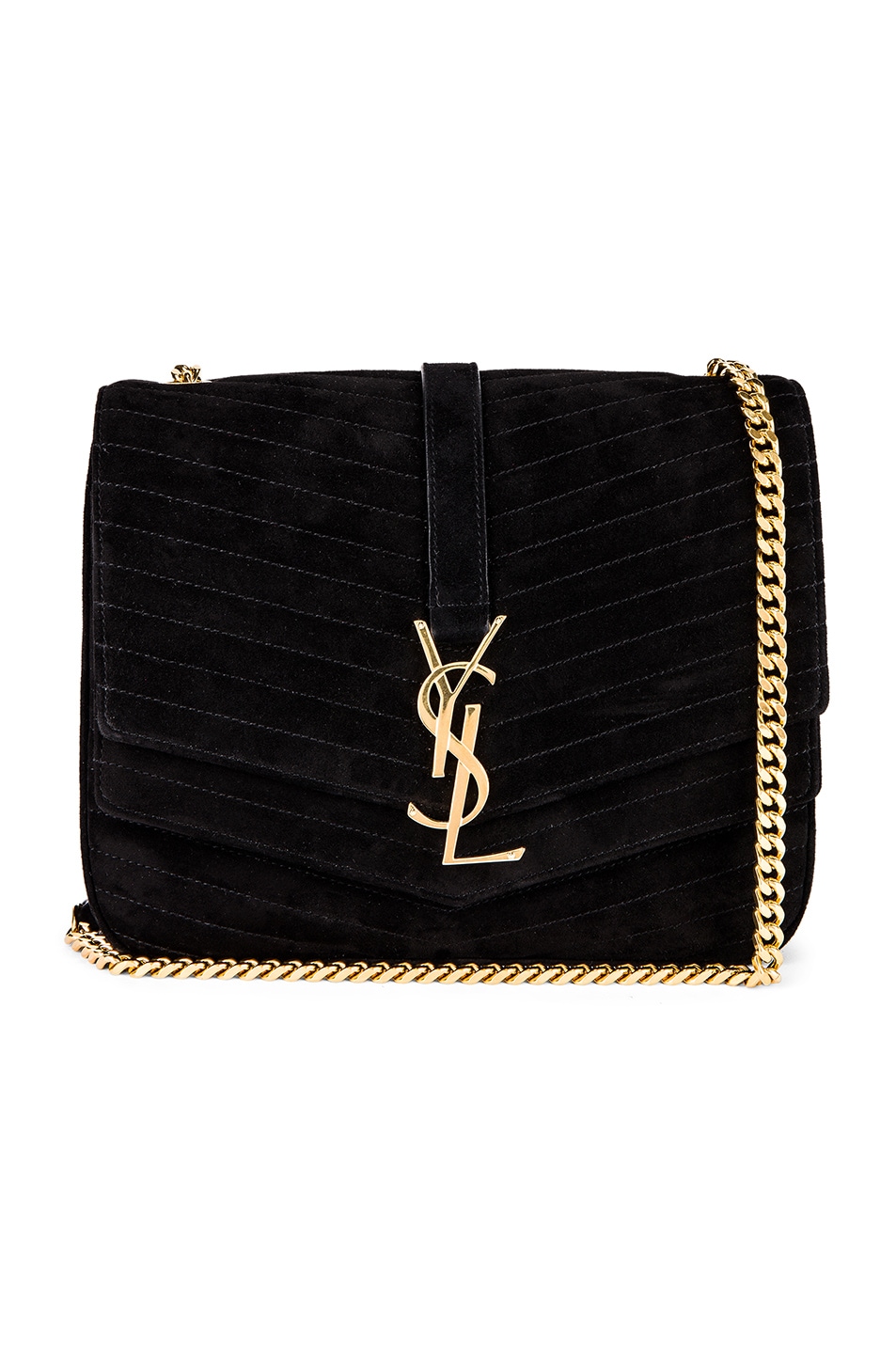 Image 1 of Saint Laurent Medium Sulpice Chain Suede Quilted Bag in Black