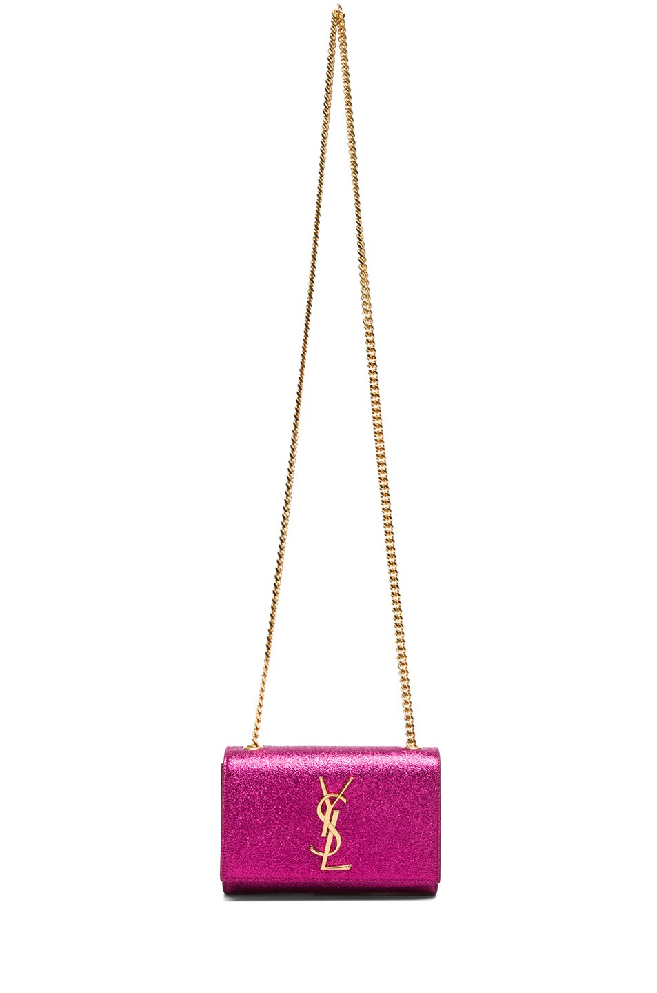 Saint Laurent Small Monogramme Chain Bag in Metallic Pink | FWRD