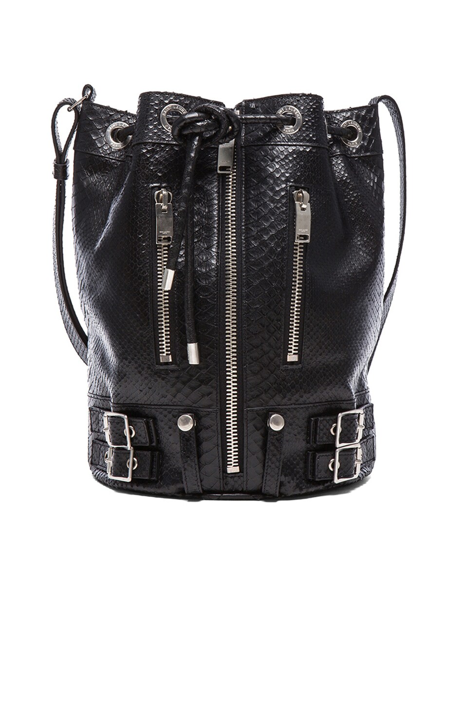 Image 1 of Saint Laurent Medium Rider Bucket Bag in Black Python Print