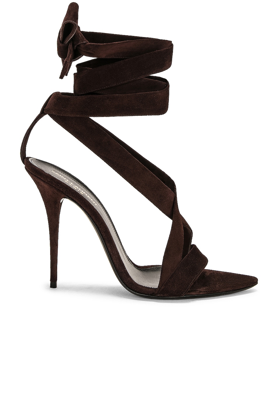 Image 1 of Saint Laurent Gippy Suede Lace Up Sandal in Red Clay
