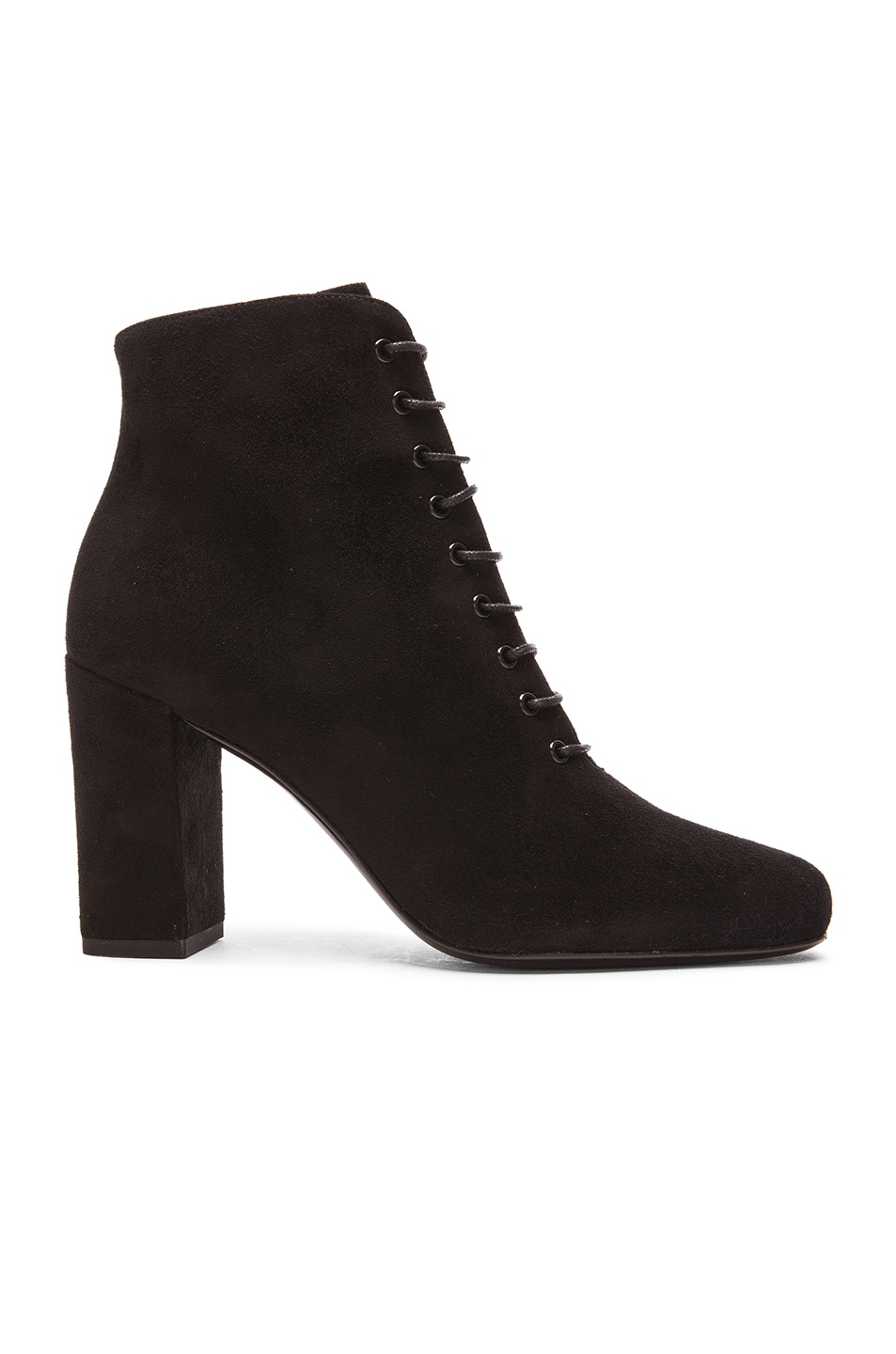 Image 1 of Saint Laurent Suede Lace Up Babies Boots in Black