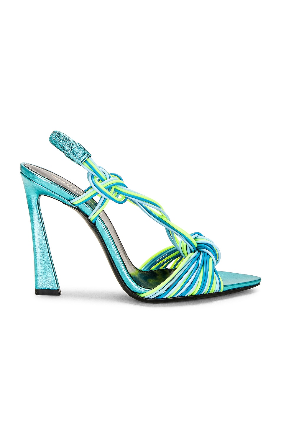 Image 1 of Saint Laurent Strappy Sandal in Cerulean & Giallo Fluo