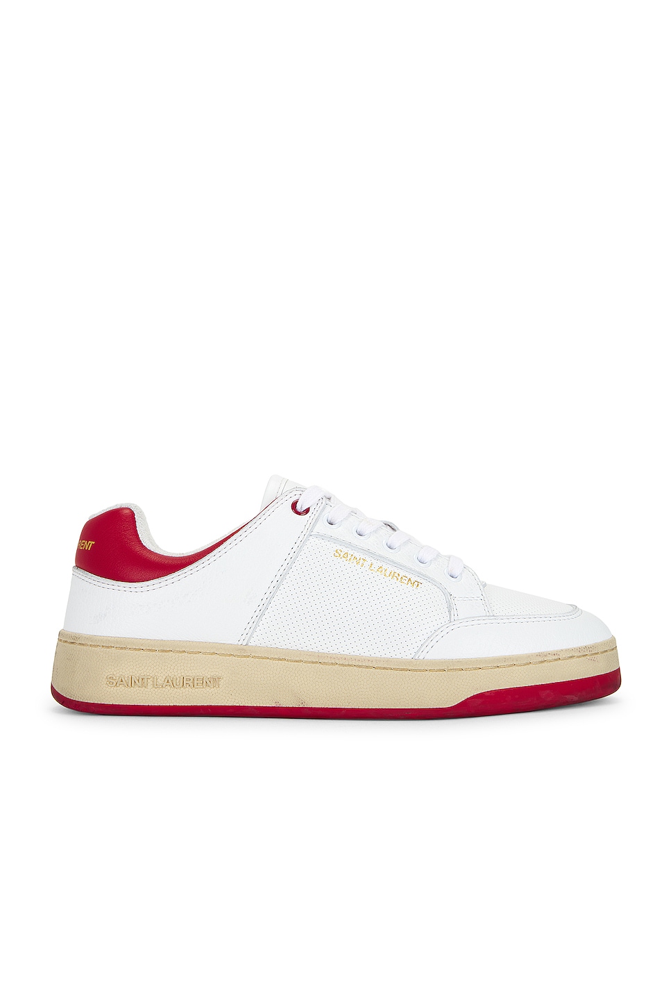 Image 1 of Saint Laurent SL61 Low Top Sneaker in Blanc & Vintage Red
