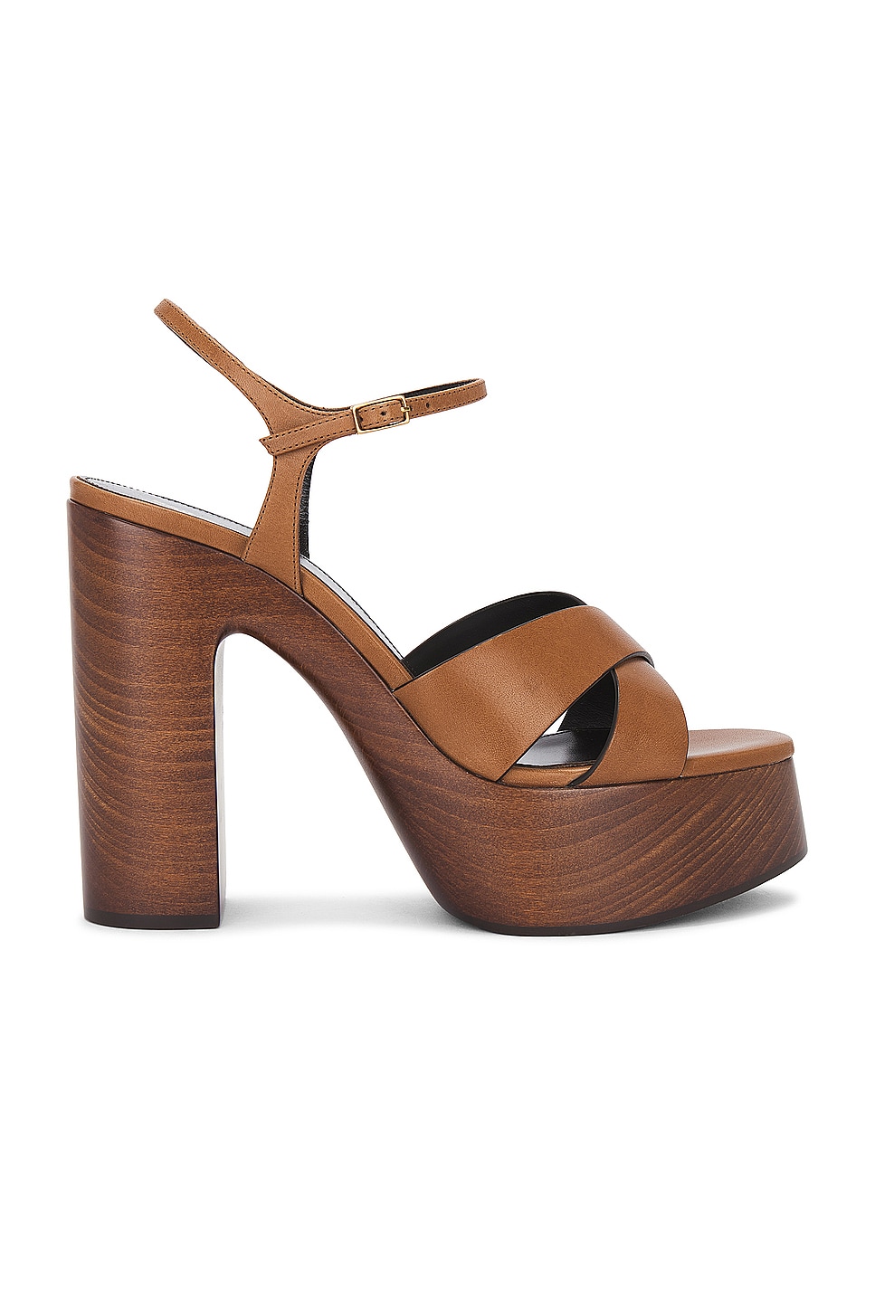 Image 1 of Saint Laurent Bianca Platform Sandal in Caramel