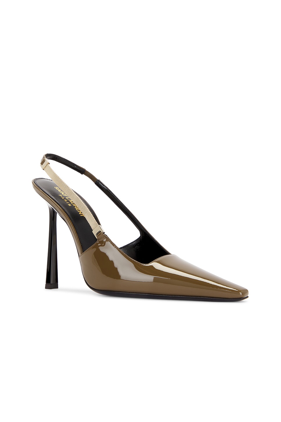 Shop Saint Laurent Blake Slingback Pump In Amber Green