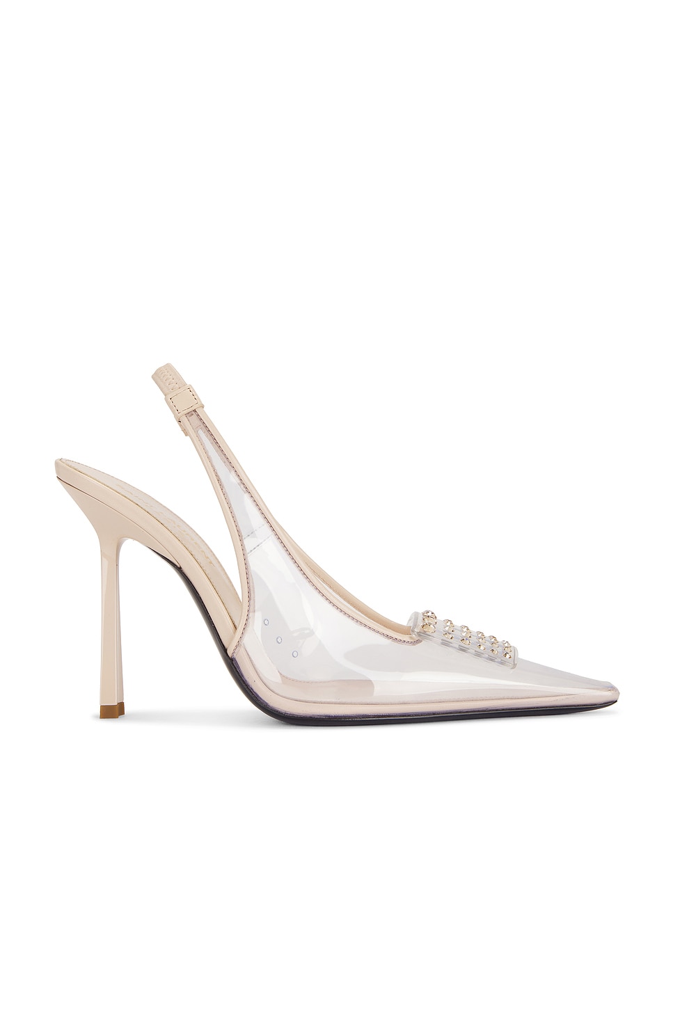 Saint Laurent Stone Slingback Pump In Transparent & Bellflow