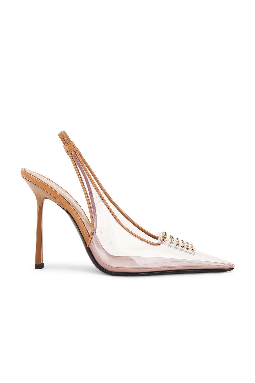 Image 1 of Saint Laurent Stone Slingback Pump in Transparent & Dark Macadamia