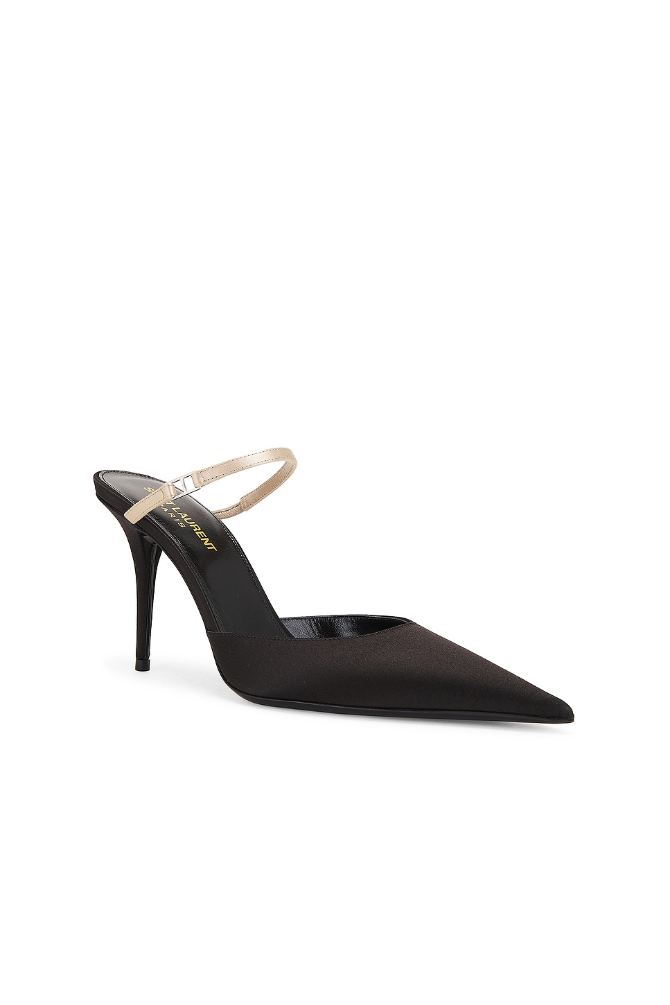 Shop Saint Laurent Killer Mule In Nero & Partridge Pink