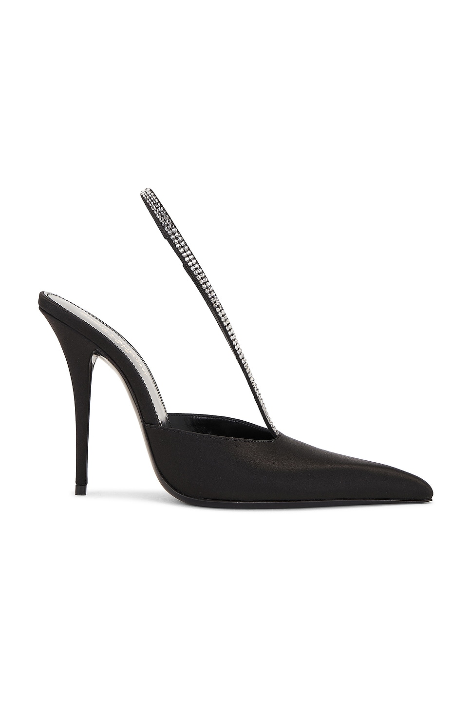 Saint Laurent Chacha Pump In Nero & Crystal Velvet