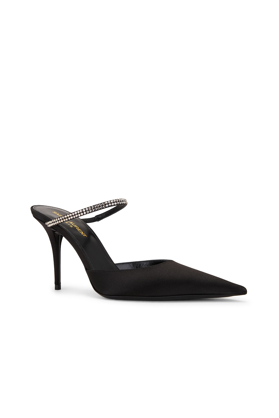 Shop Saint Laurent Killer Mule In Nero & Crystal Velvet