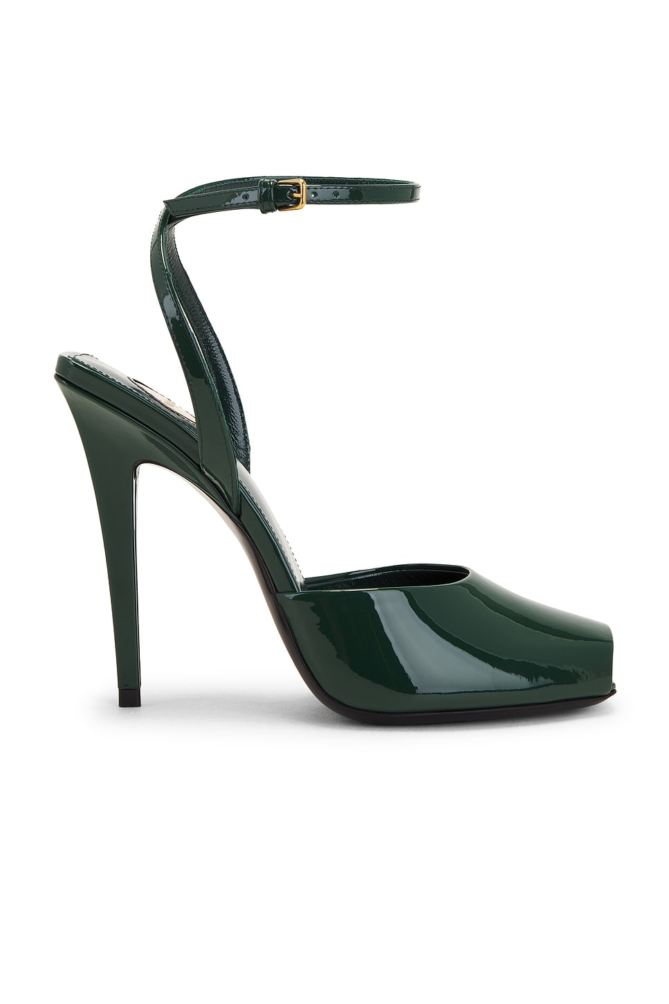 Shop Saint Laurent Orhand Peep Toe Pump In Imperial Green