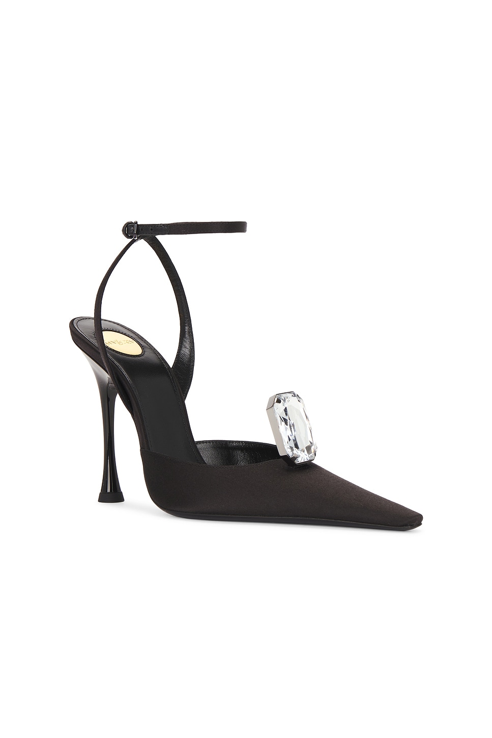 Saint Laurent Doville Pump In Nero & Crystal