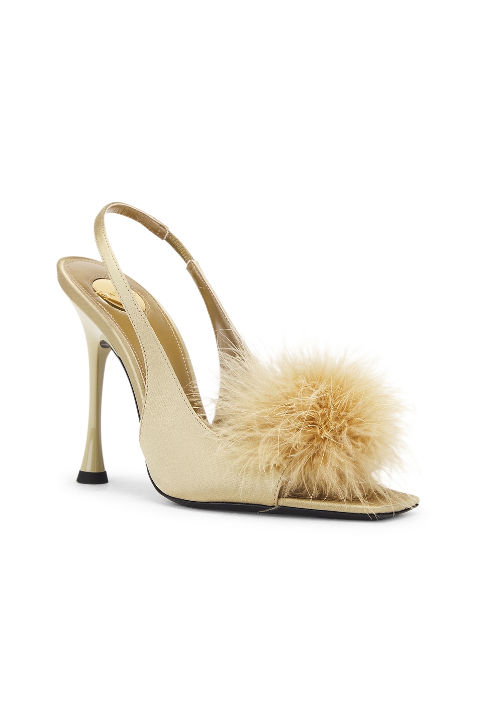 Saint Laurent Paradis 110 Feather-trimmed Satin Sandals In Grain Beige