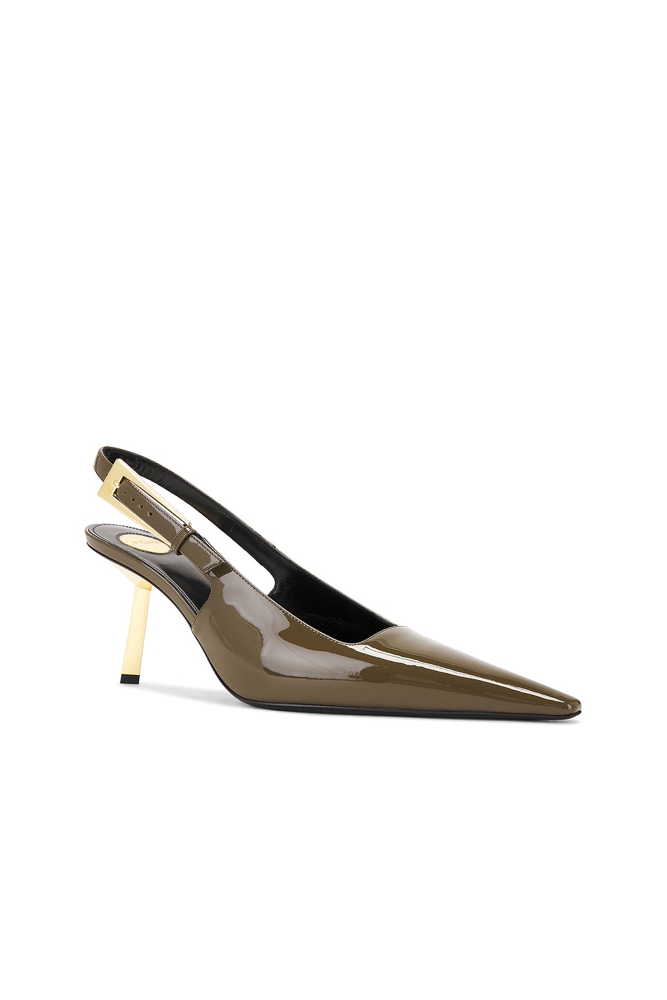 Saint Laurent 110mm Lee Patent-leather Slingback Pumps In Green