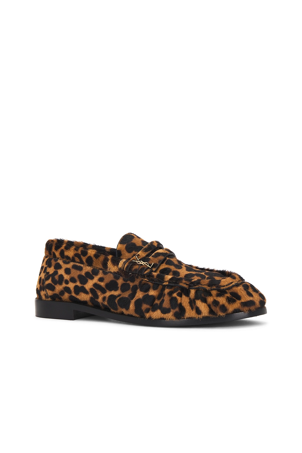 Saint Laurent Brown Loafers With Cassandre Logo And Leopard Motif In Fabric Woman In Marrone
