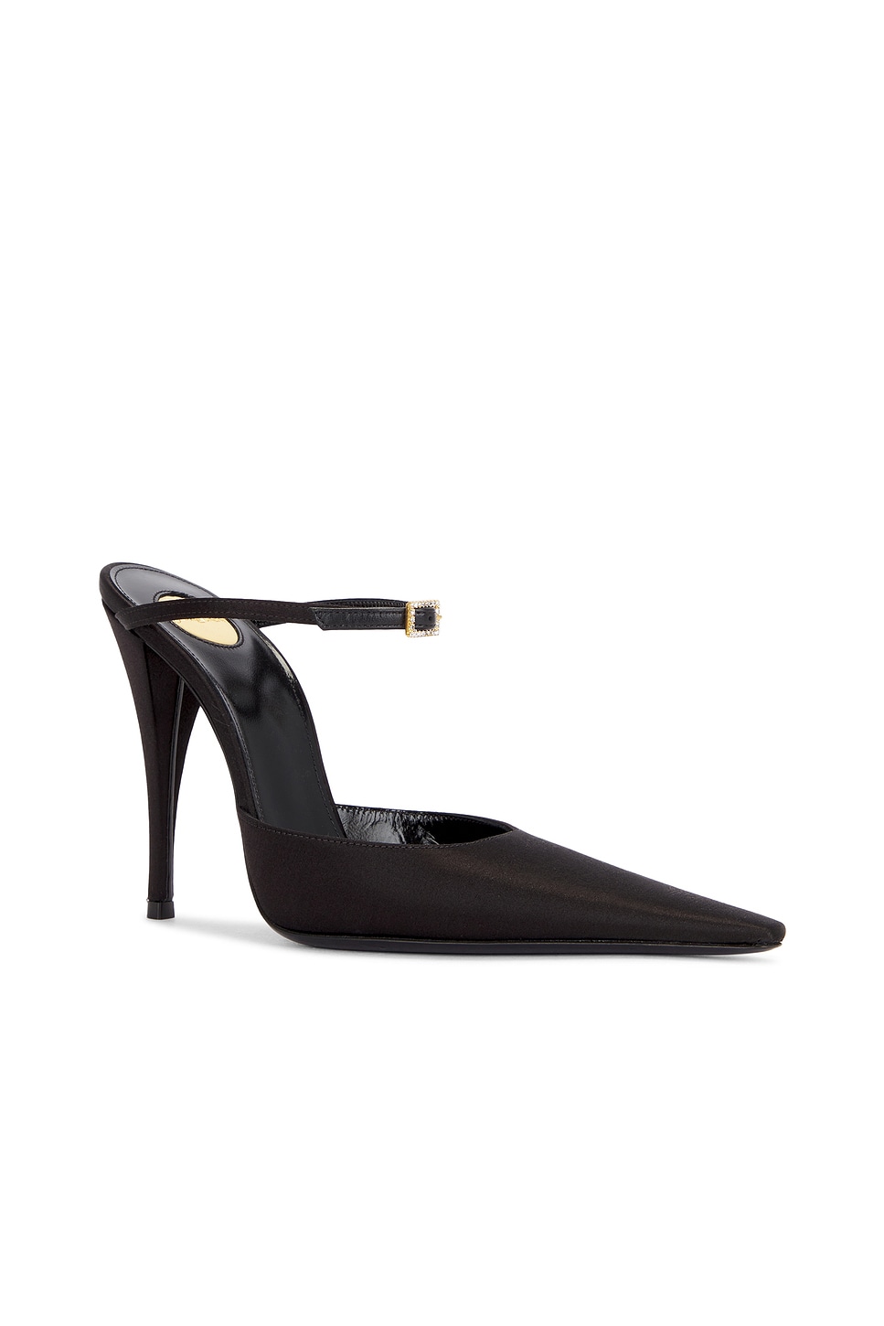 Saint Laurent Alice Mule Pump In Nero & Crystal