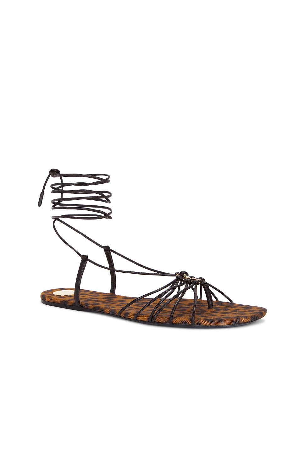 Saint Laurent Ankle Strap Babylone Flat Sandals Shoes In Brown