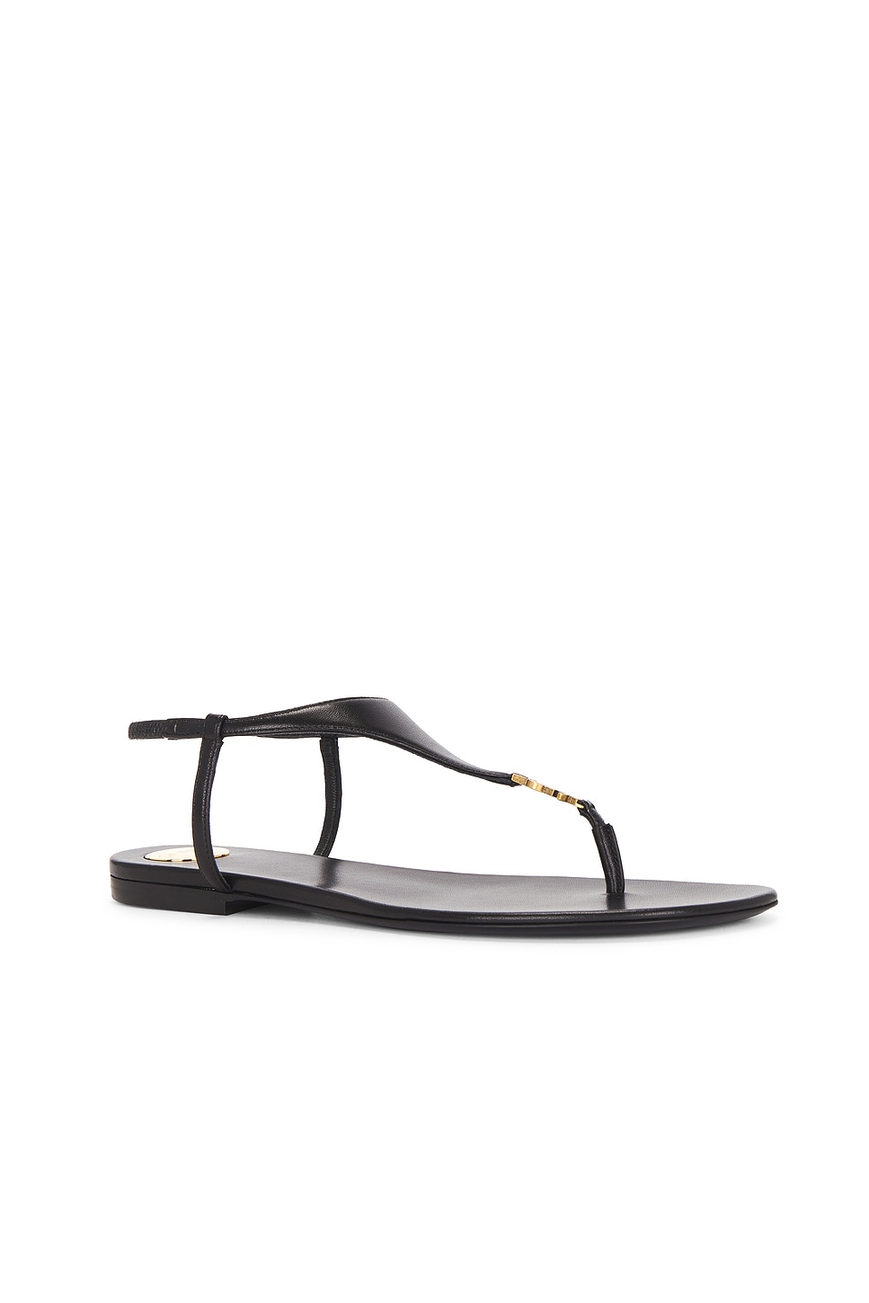 Saint Laurent Sandali Piatti Cassandre In Pelle Liscia Con Tomaia Triangolare In Nero