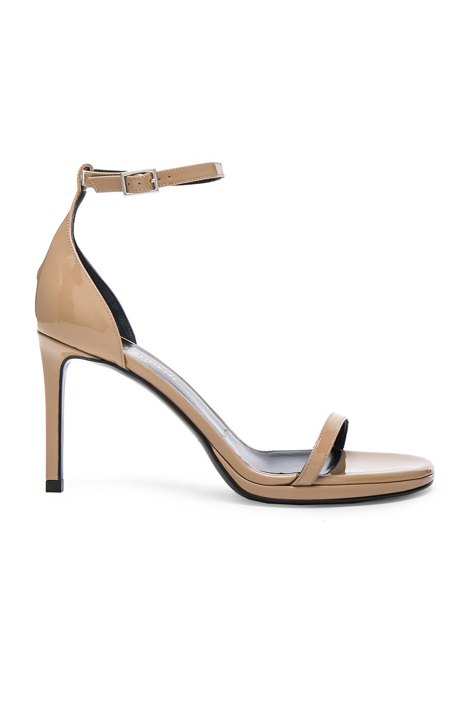 Image 1 of Saint Laurent Patent Leather Jane Sandals in Darker Nude