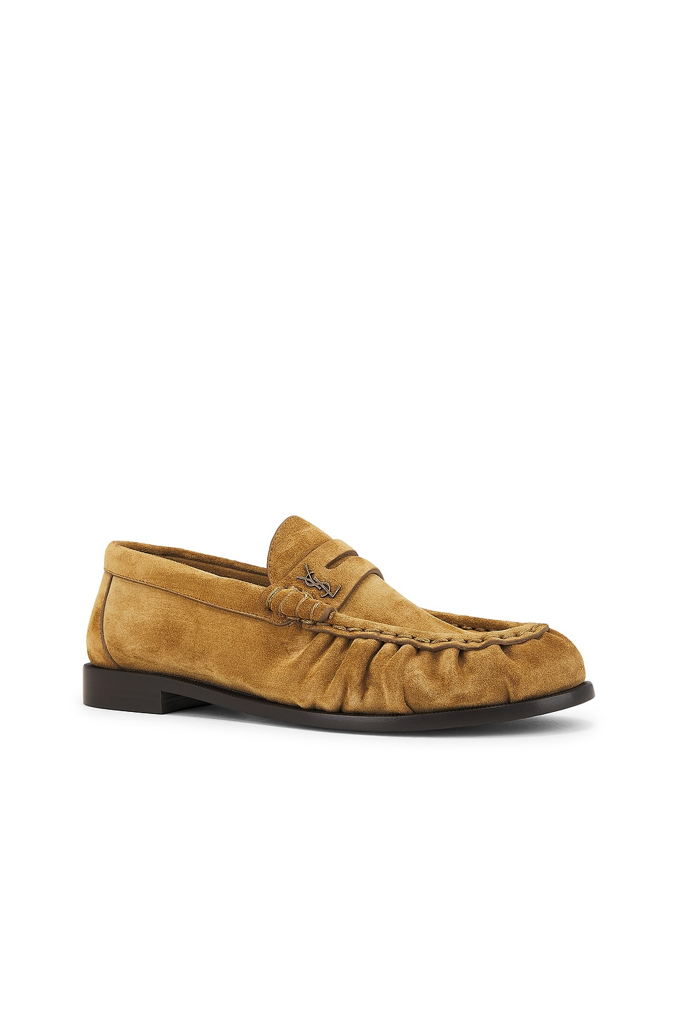 Saint Laurent Camel Suede Le Loafer Loafers In Brown