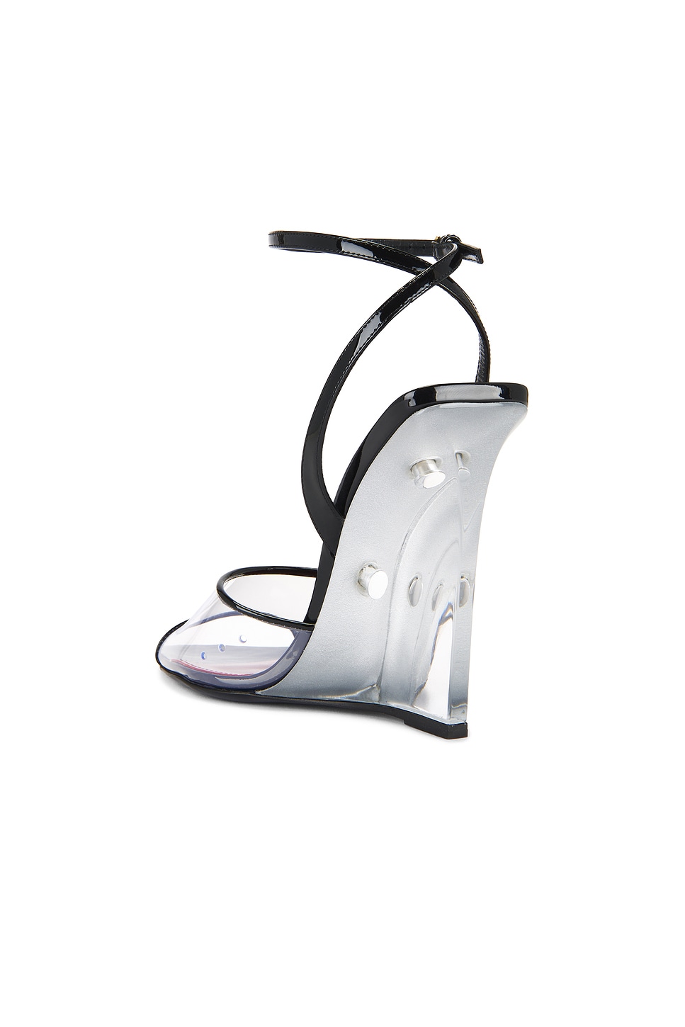 Image 3 of Saint Laurent Vera Wedge Sandal in Transparent & Nero