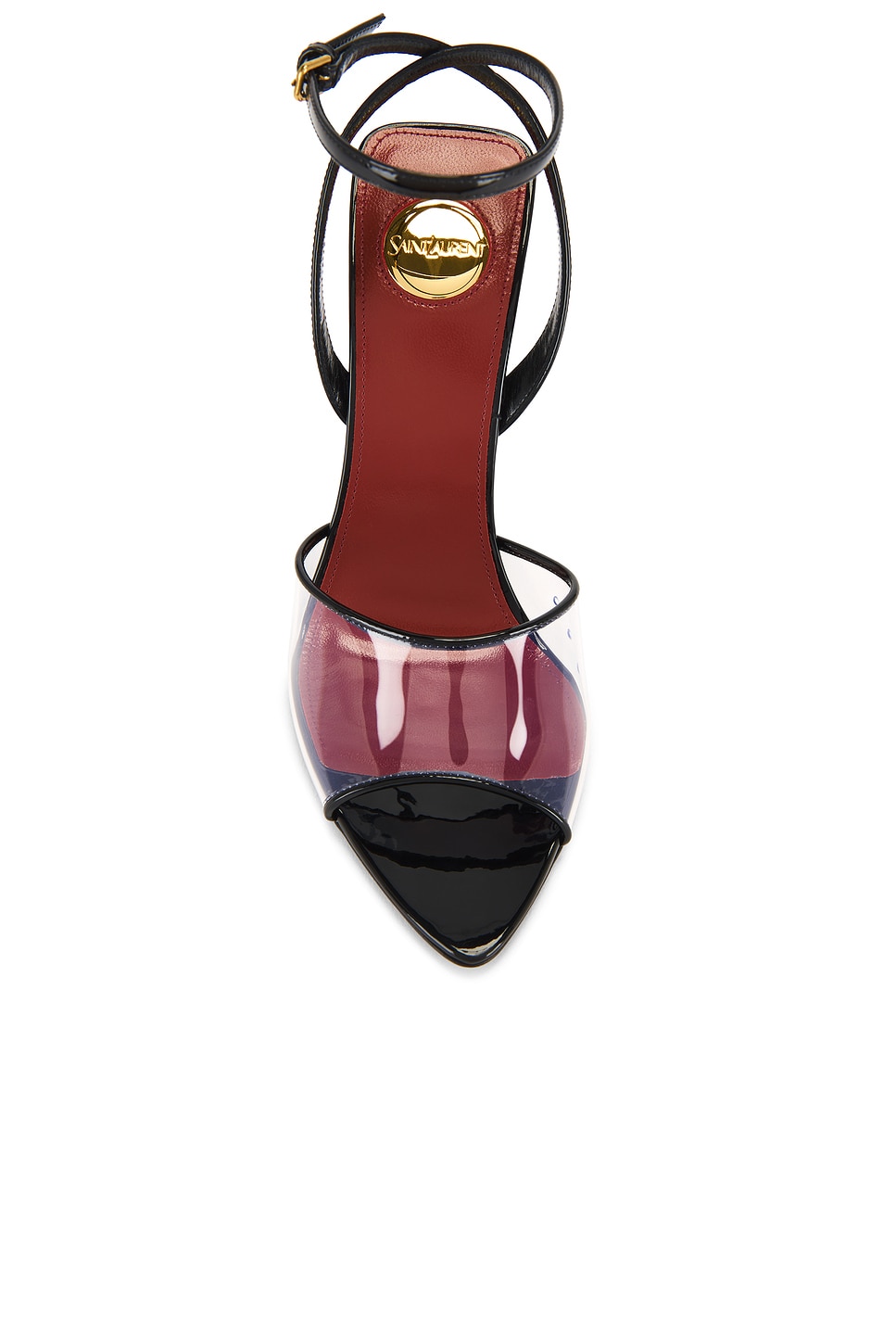 Image 4 of Saint Laurent Vera Wedge Sandal in Transparent & Nero
