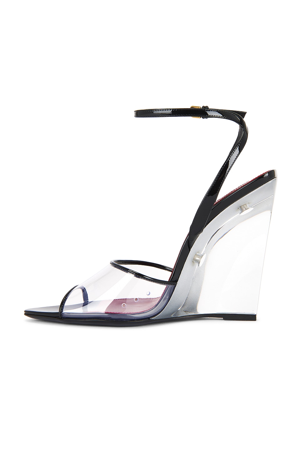 Image 5 of Saint Laurent Vera Wedge Sandal in Transparent & Nero