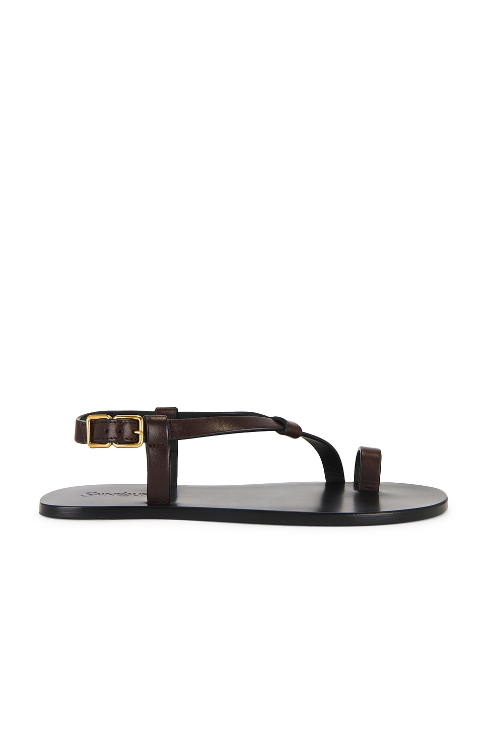 Image 1 of Saint Laurent Party Flat Sandal in Ultra Dark Brown