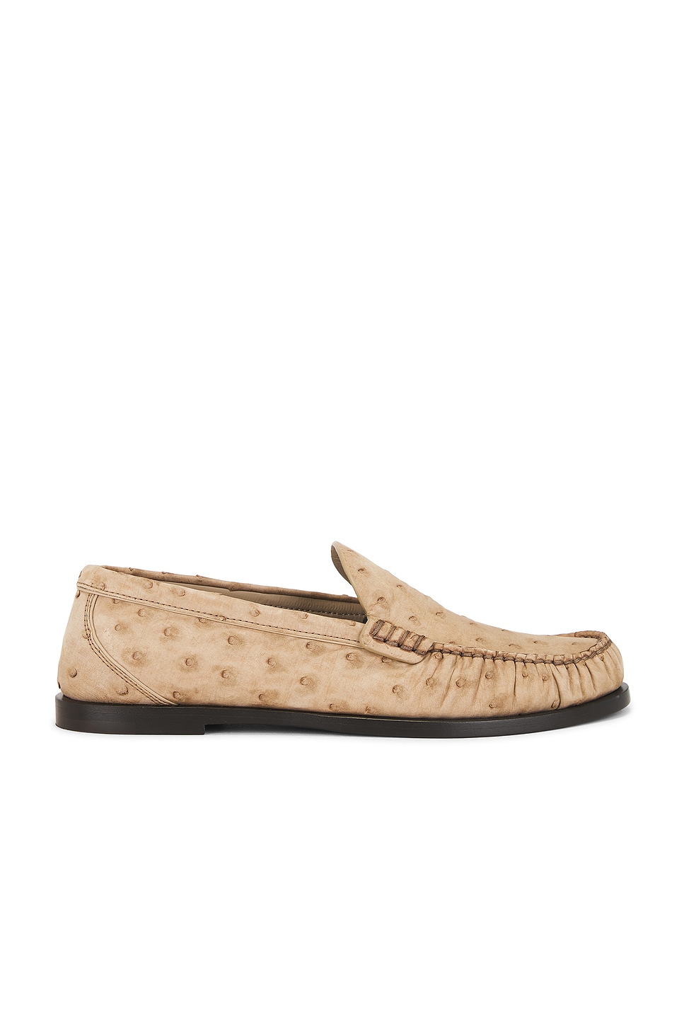 Image 1 of Saint Laurent Ostrich Leather Loafer in Light Tobacco