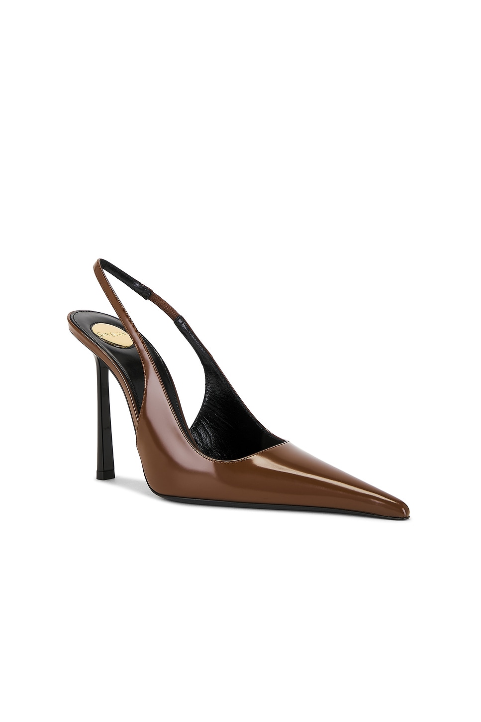 Saint Laurent Vendome Leather Slingback Pumps In Brown