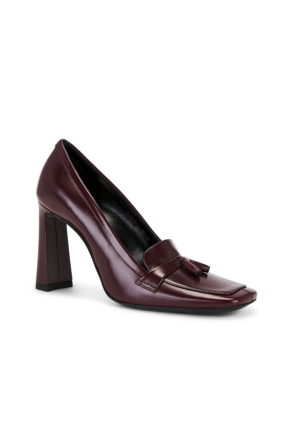 Saint Laurent Chloe 90 Leather Loafer Pumps In Brown