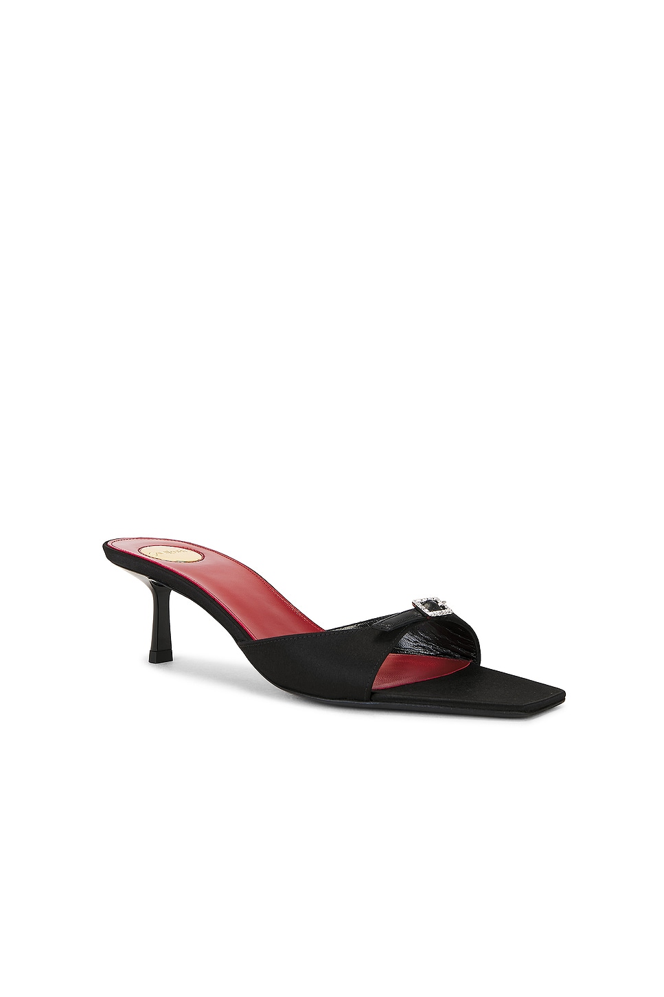 Saint Laurent Daisy 50 Satin Mules In Black