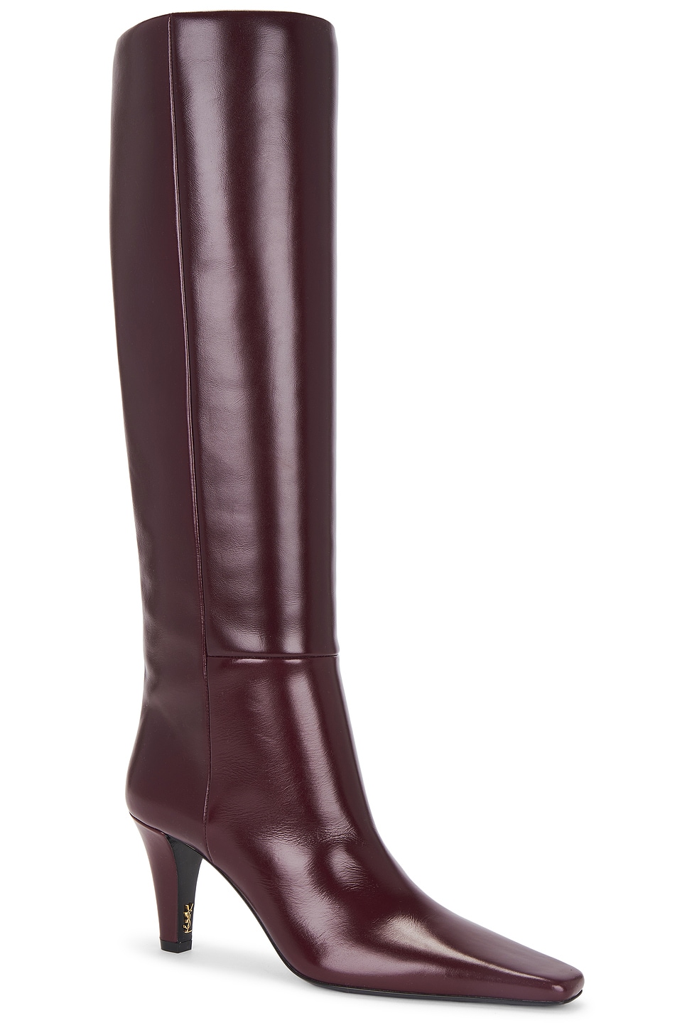 Saint Laurent Jill Knee High Boot In Burgundy