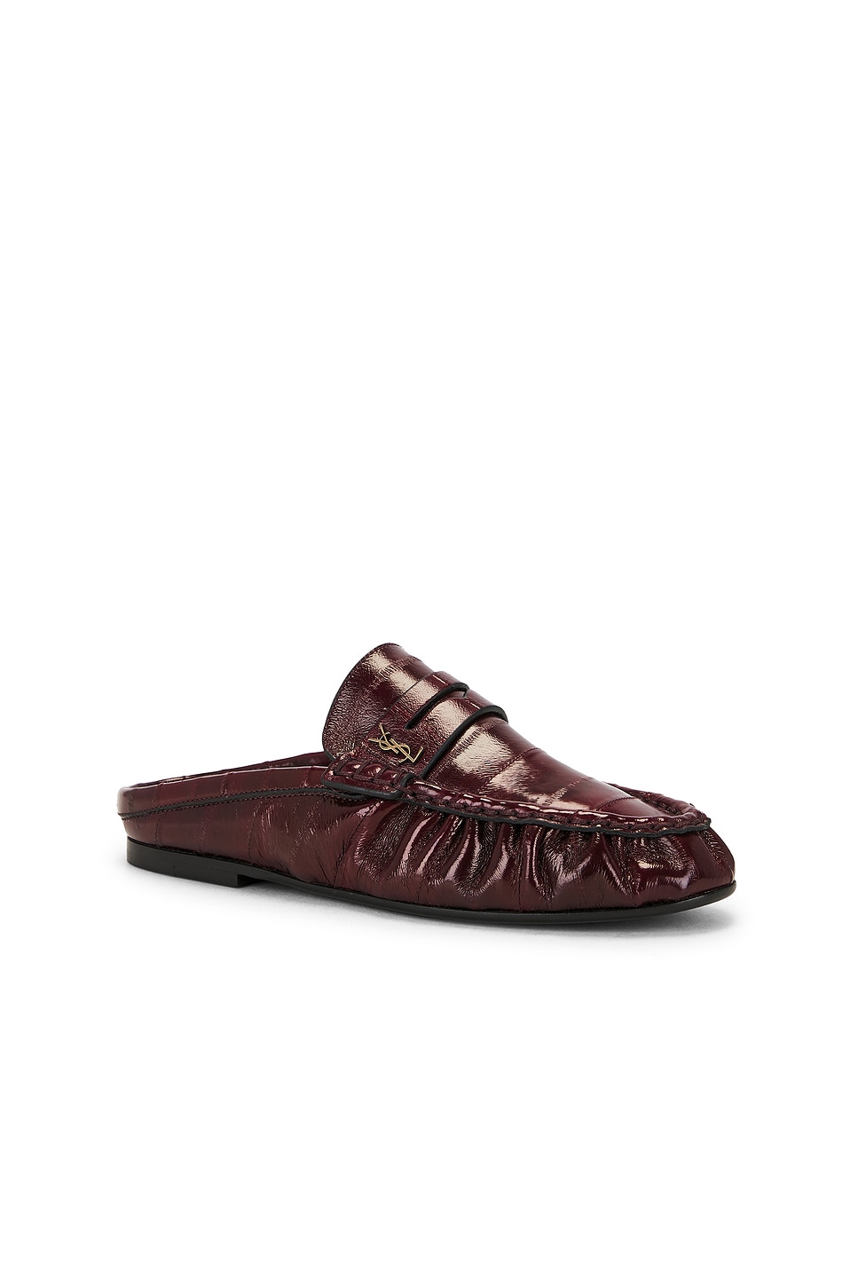 Saint Laurent Le Loafer Eel Slippers In Burgundy
