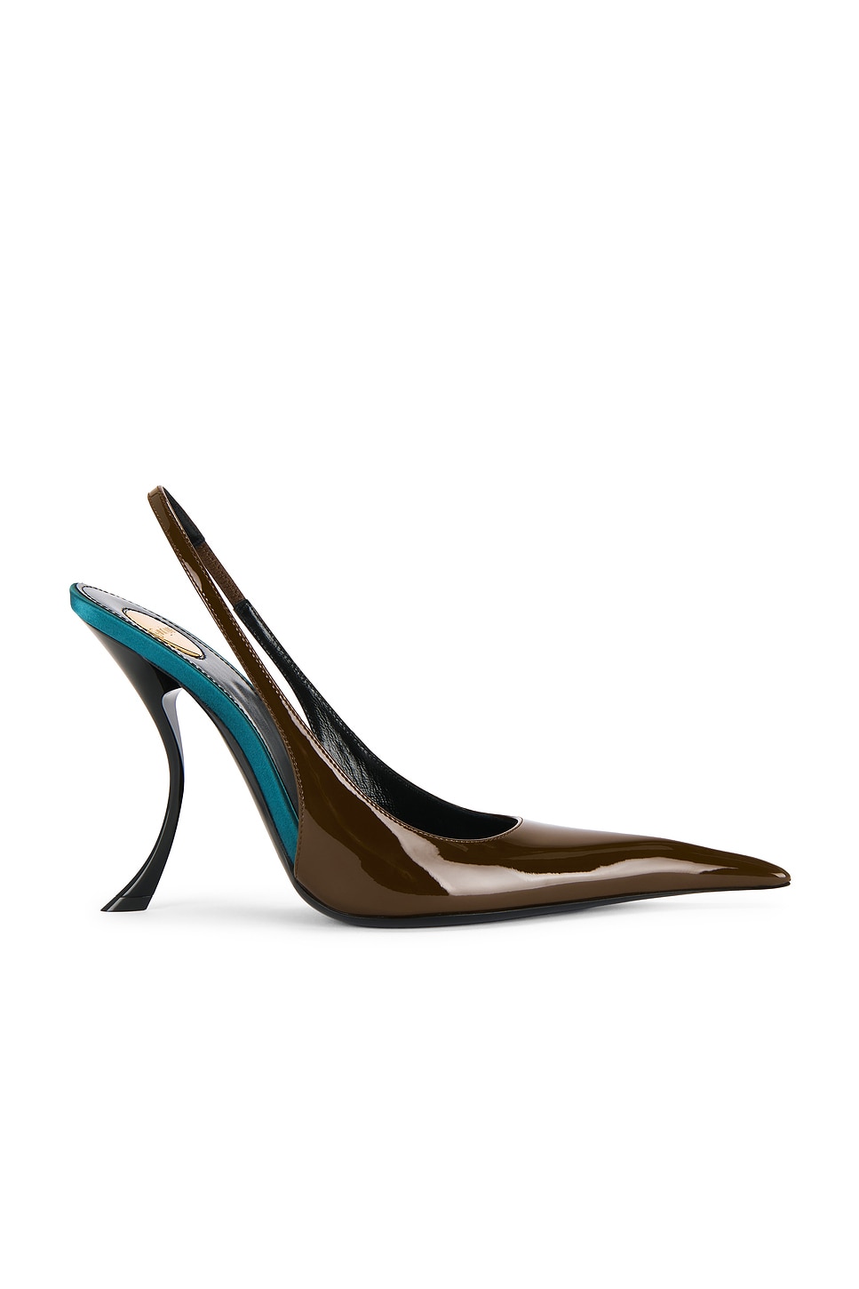 Image 1 of Saint Laurent Apolline Slingback Pump in Burnished Wood