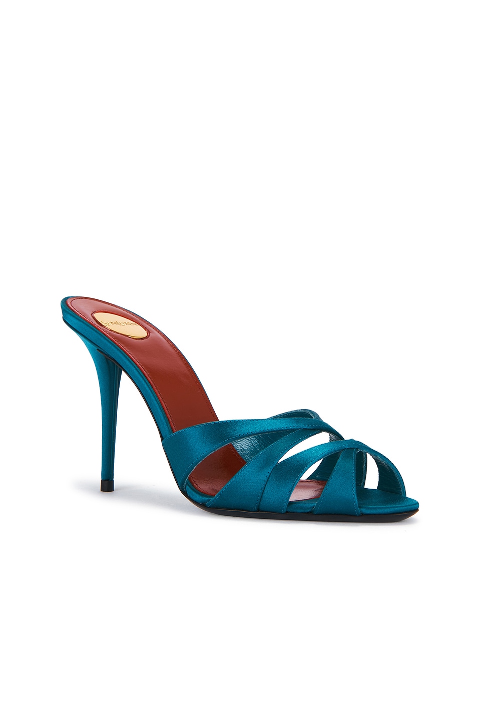 Saint Laurent Chandelle Mule Sandal In Blue