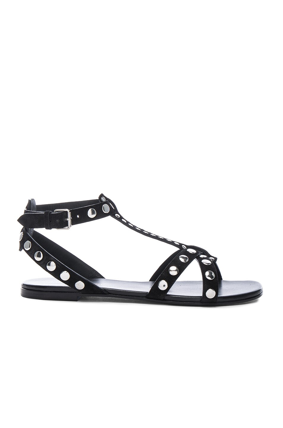 Image 1 of Saint Laurent Nu Pieds Studded Suede Sandals in Black