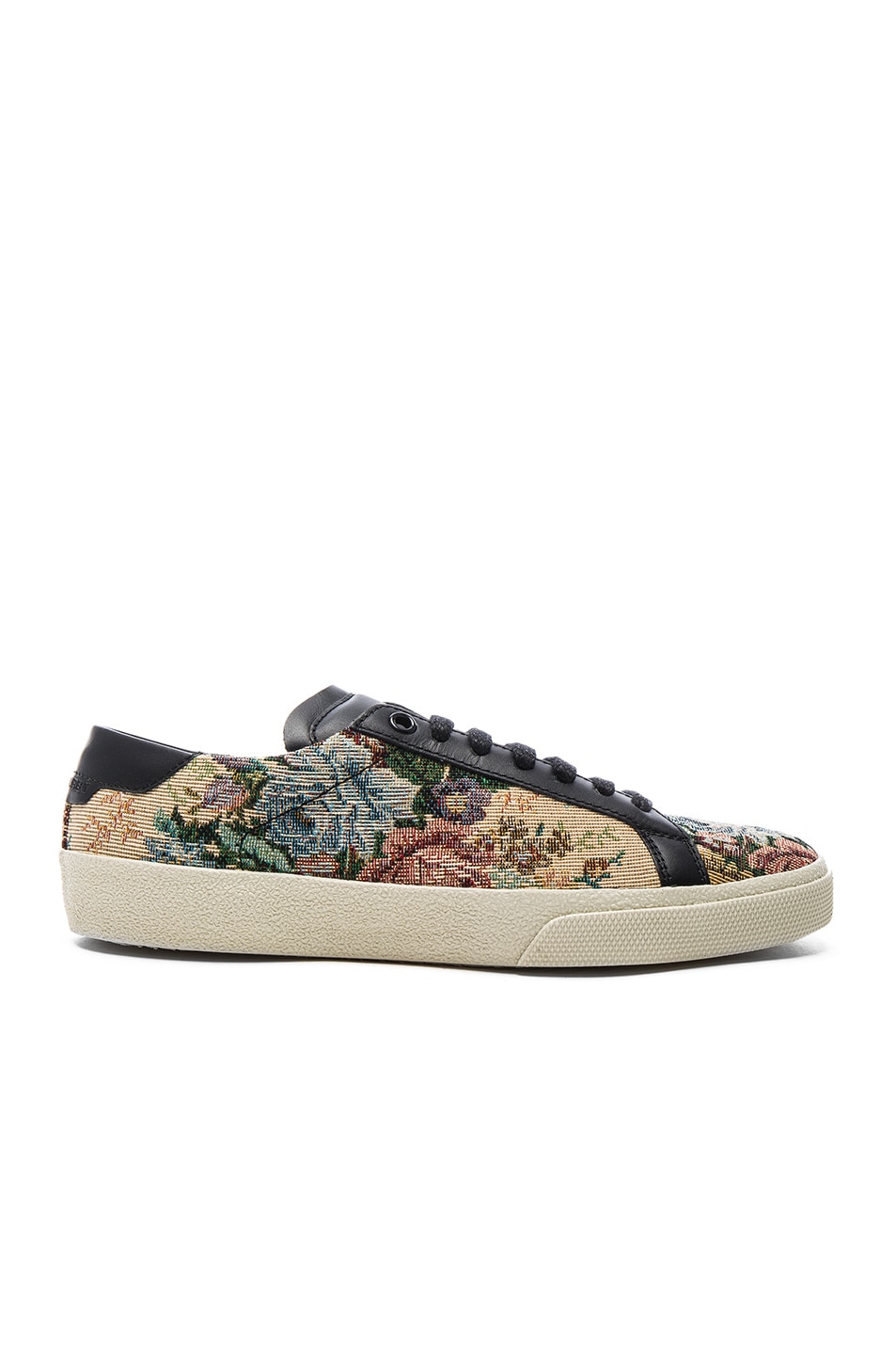 Image 1 of Saint Laurent Court Classic Floral Tapestry Sneakers in Black & Multi