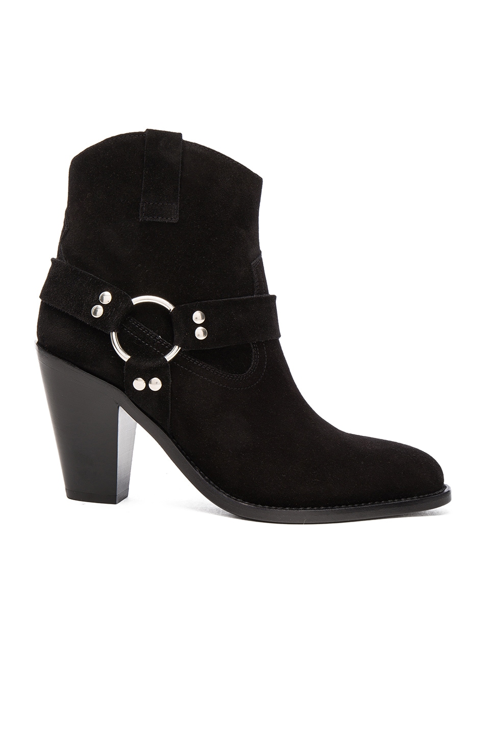 Image 1 of Saint Laurent Suede Curtis Harness Boots in Black