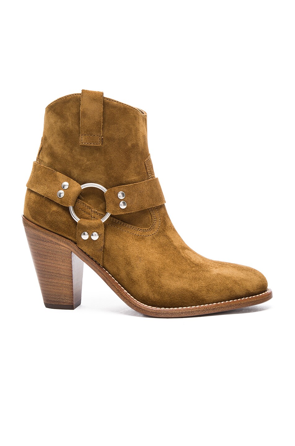 Image 1 of Saint Laurent Suede Curtis Harness Boots in Tan
